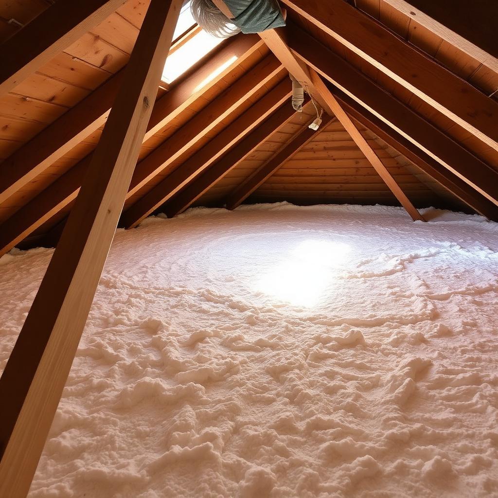 Clean attic with fresh insulation and treated wood after mold remediation in Greensboro