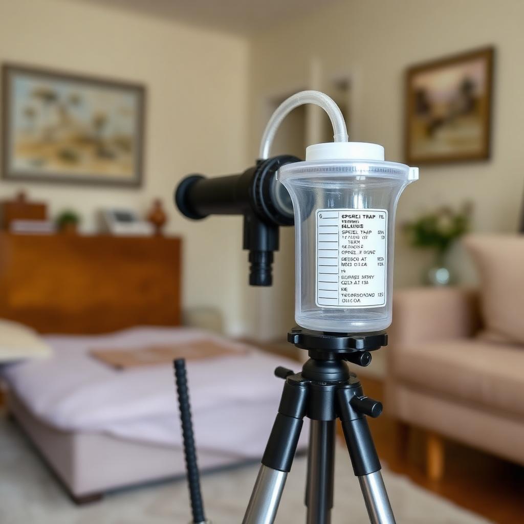 Air sampling pump with spore trap cassette running in a Greensboro home during mold testing