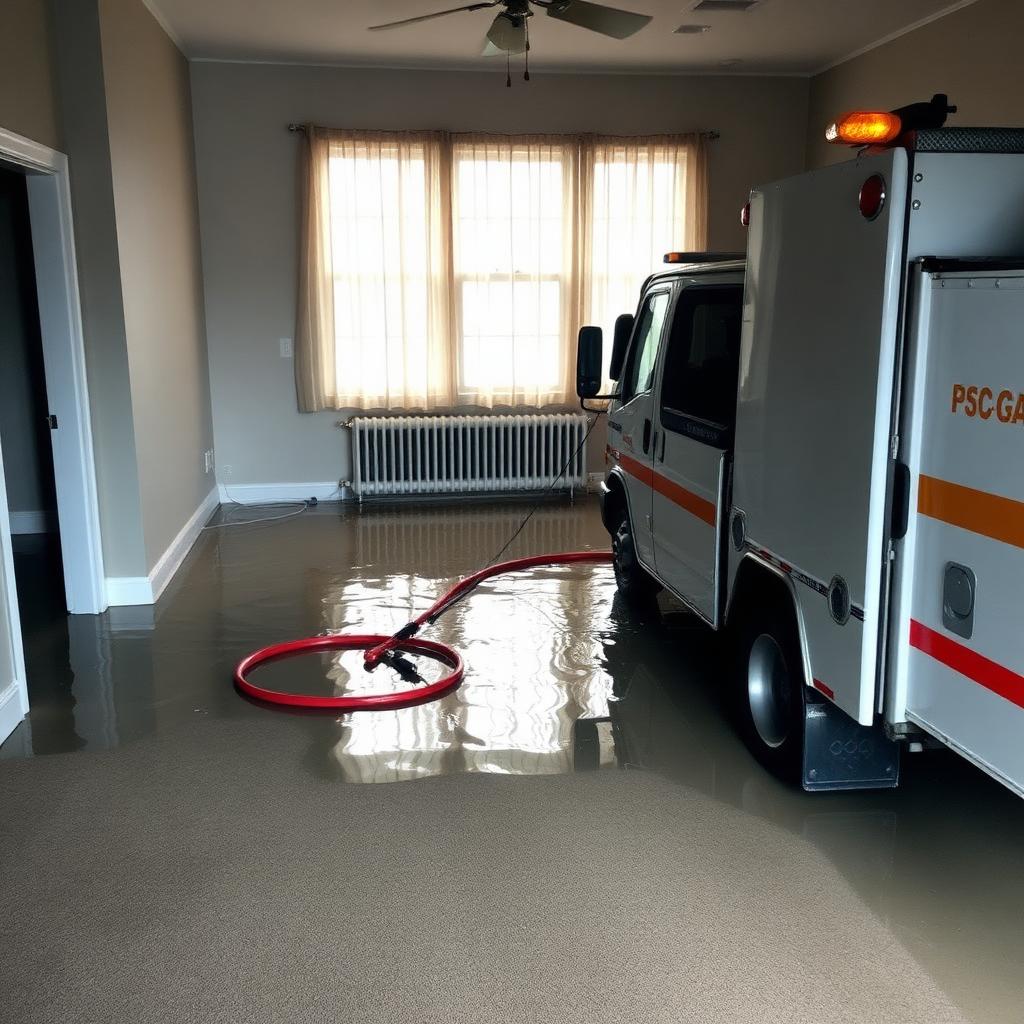 Emergency water extraction from a flooded Greensboro home with a truck-mounted wand